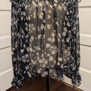 Lucky Brand Dark Blue Floral Blouse